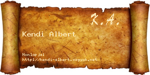 Kendi Albert névjegykártya